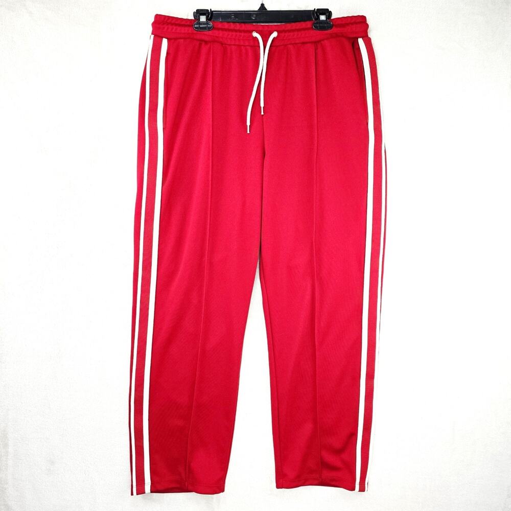 GAP Track Pants Size XL Red Striped Tricot Straight Moonstone Baggy Wide Leg